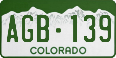 CO license plate AGB139