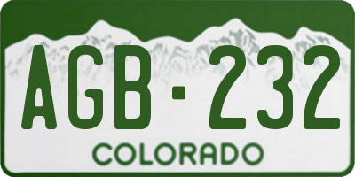 CO license plate AGB232