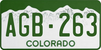 CO license plate AGB263