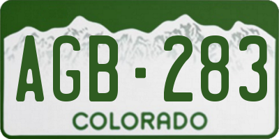 CO license plate AGB283