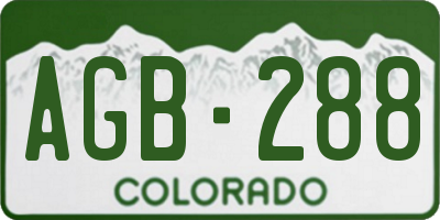CO license plate AGB288