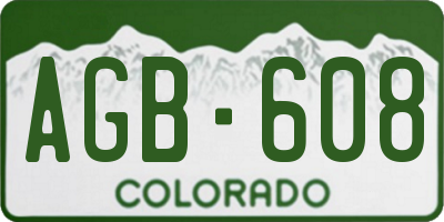 CO license plate AGB608