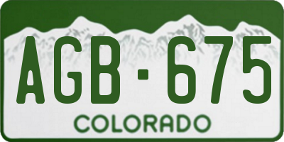 CO license plate AGB675