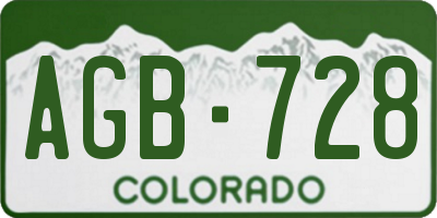 CO license plate AGB728