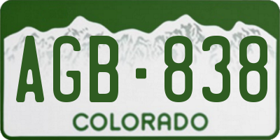 CO license plate AGB838