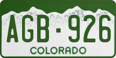 CO license plate AGB926