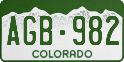 CO license plate AGB982