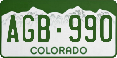 CO license plate AGB990