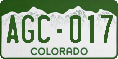 CO license plate AGC017
