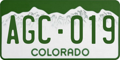 CO license plate AGC019