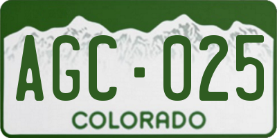 CO license plate AGC025