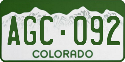 CO license plate AGC092