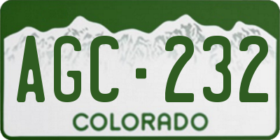 CO license plate AGC232