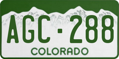 CO license plate AGC288