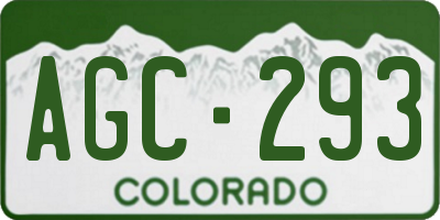 CO license plate AGC293