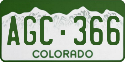 CO license plate AGC366