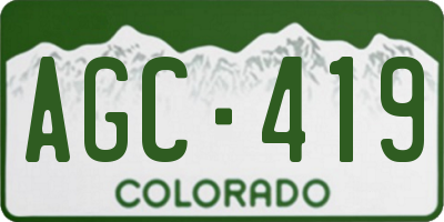 CO license plate AGC419