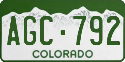CO license plate AGC792