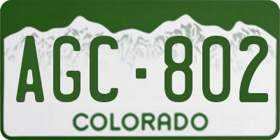 CO license plate AGC802