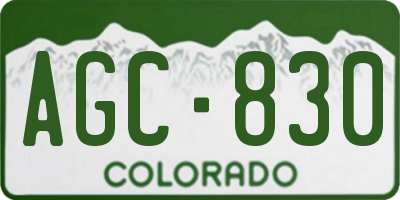 CO license plate AGC830