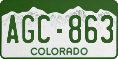 CO license plate AGC863