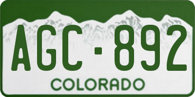 CO license plate AGC892