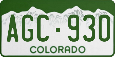 CO license plate AGC930