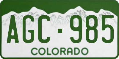 CO license plate AGC985