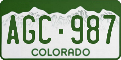 CO license plate AGC987