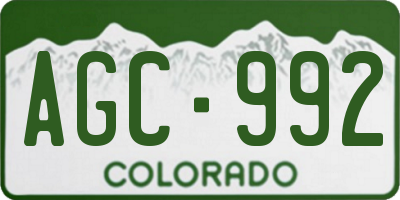 CO license plate AGC992