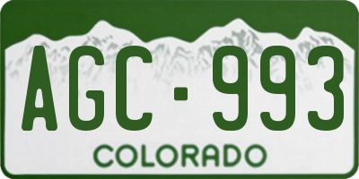 CO license plate AGC993