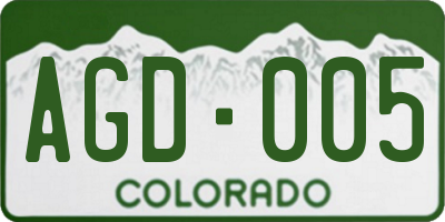 CO license plate AGD005