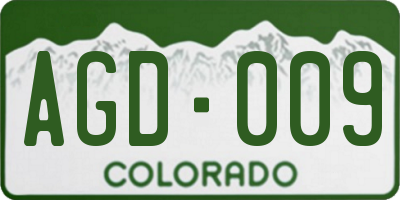 CO license plate AGD009