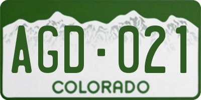 CO license plate AGD021