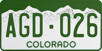 CO license plate AGD026