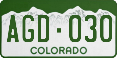 CO license plate AGD030