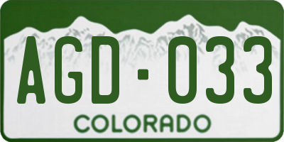 CO license plate AGD033