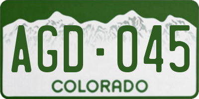 CO license plate AGD045
