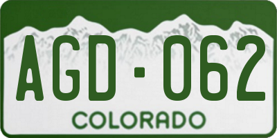 CO license plate AGD062
