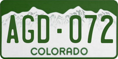 CO license plate AGD072