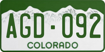 CO license plate AGD092