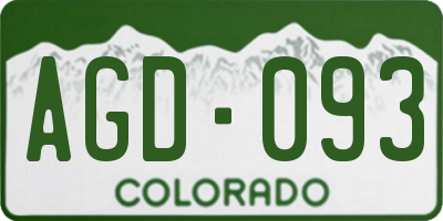 CO license plate AGD093