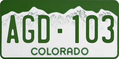 CO license plate AGD103