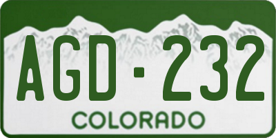 CO license plate AGD232