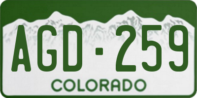 CO license plate AGD259