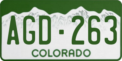 CO license plate AGD263