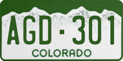 CO license plate AGD301