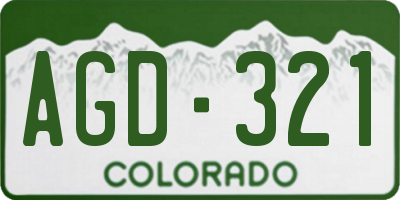 CO license plate AGD321