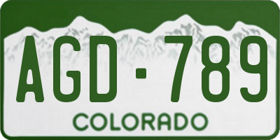 CO license plate AGD789