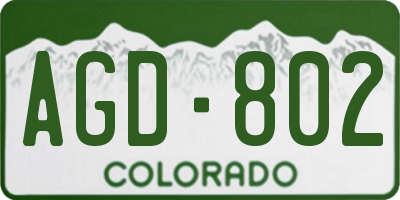 CO license plate AGD802